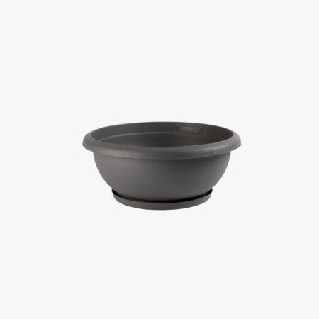 Terrae Bowl round planter with mat in gray