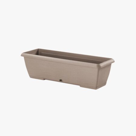 Terrae Box beige plastic rectangular planter with mat